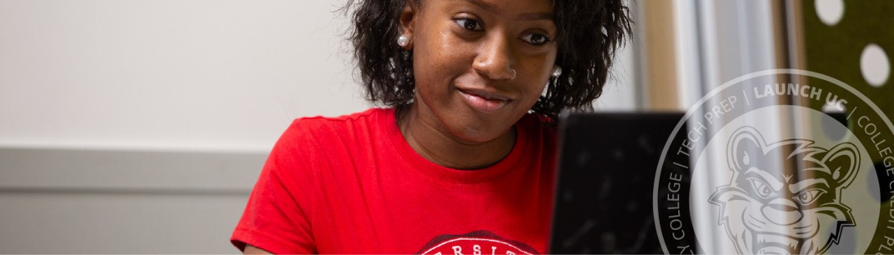 Student sitting at computer