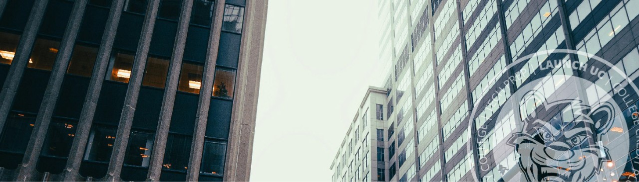 Office buildings and an overcast sky