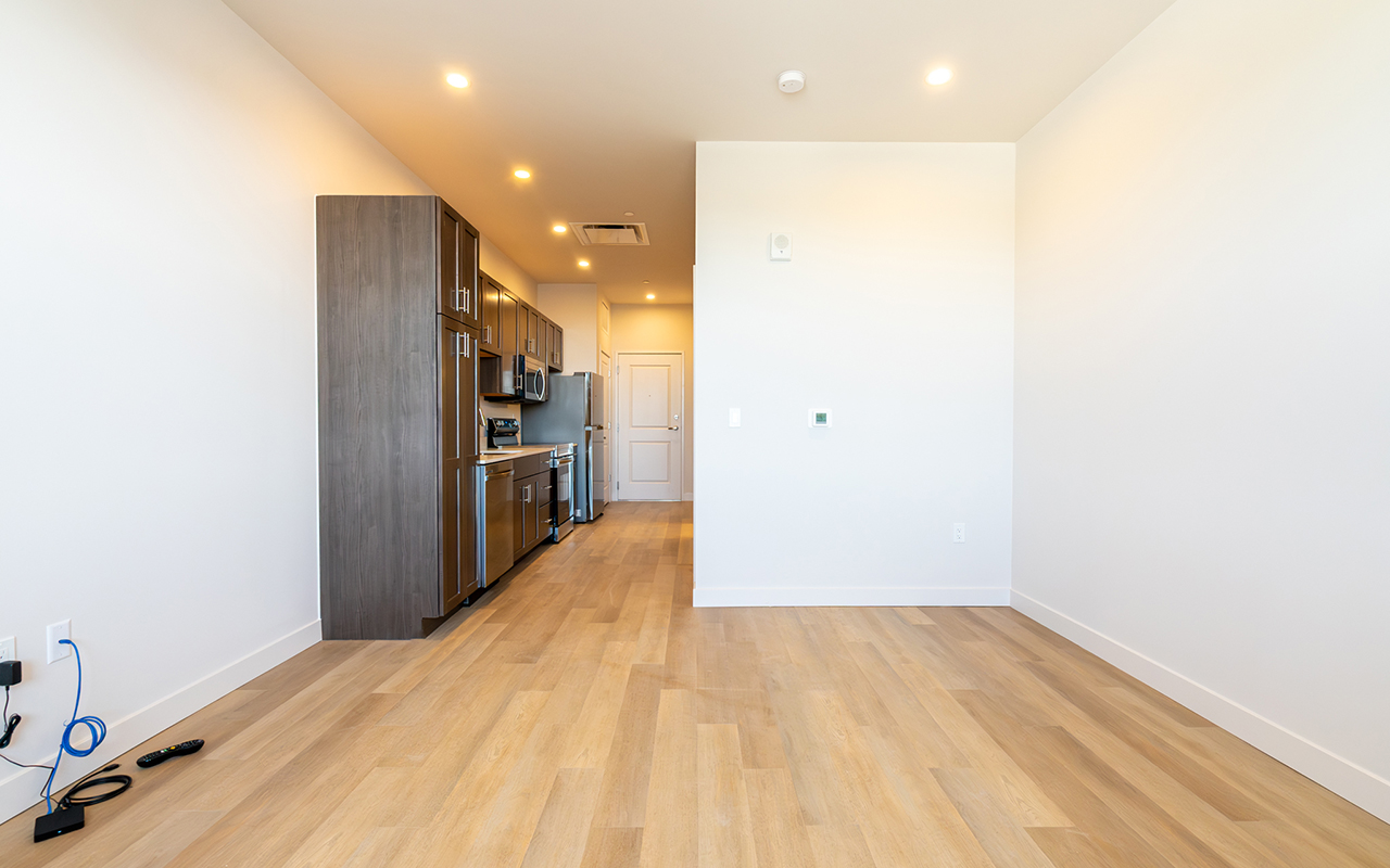 Living area facing kitchen