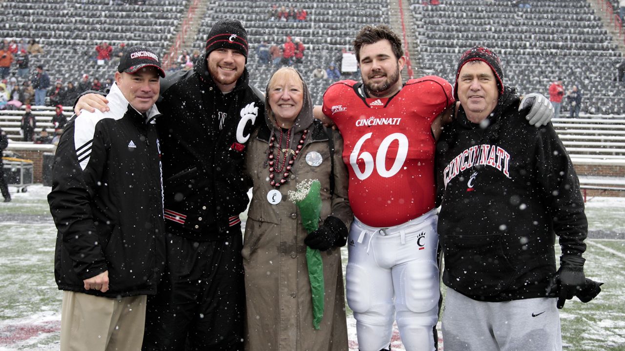 Travis and Jason Kelce in UC Bearcat uniform