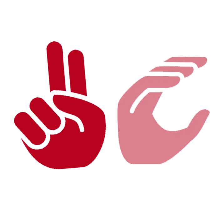 Illustration of two hands spelling 