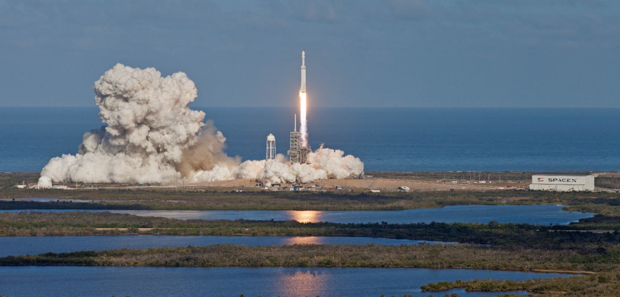 The SpaceX Falcon demonstration flight launches from Florida. 