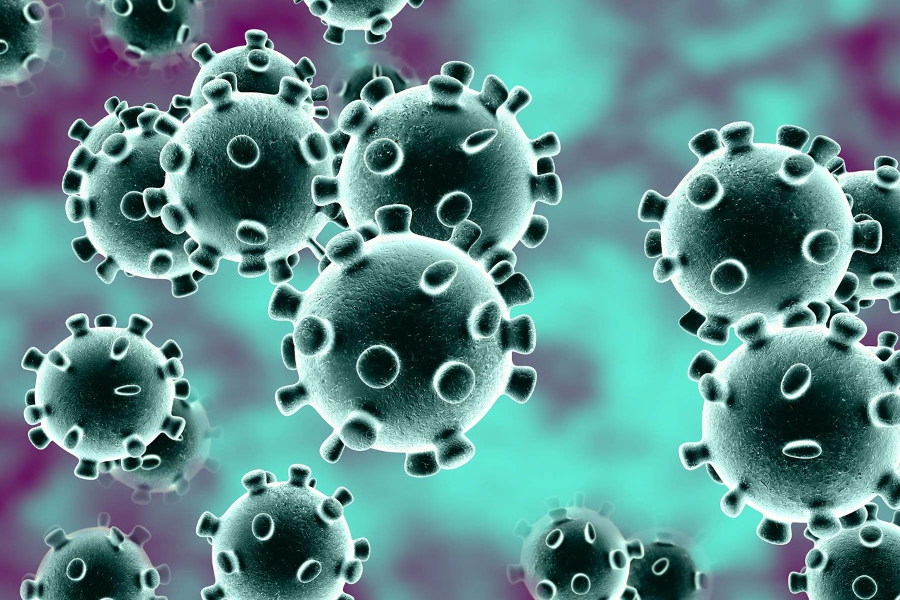 a graphic depicting coronavirus cells