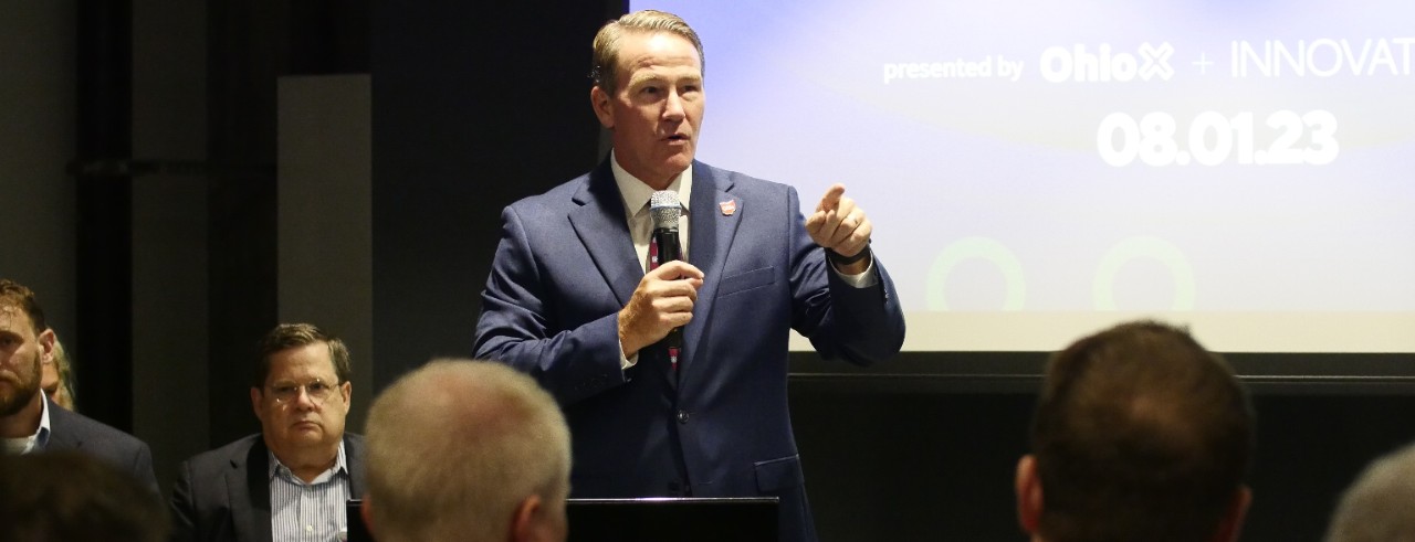 Lt. Gov. Jon Husted speaks at a forum held at the University of Cincinnati's 1819 Innovation Hub.