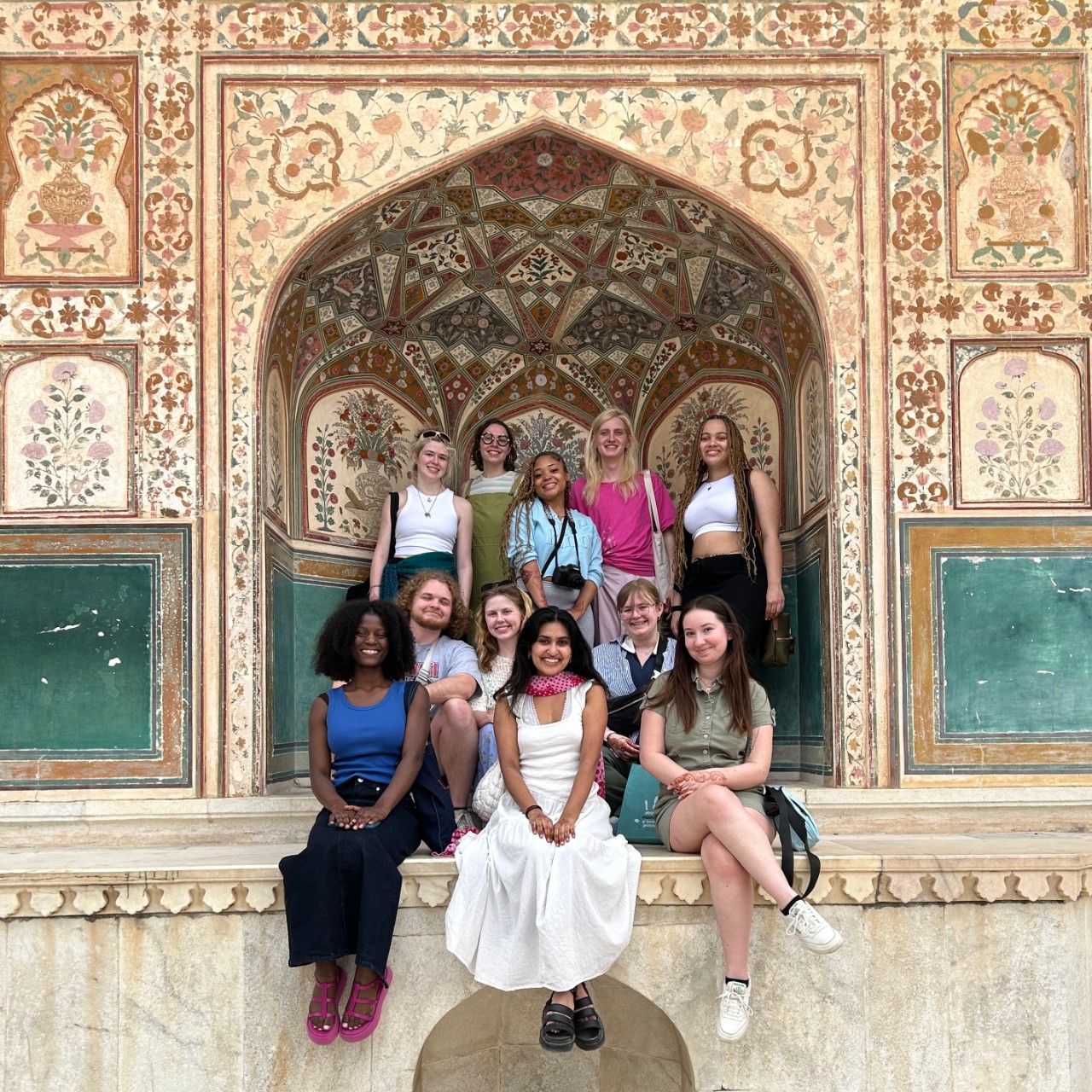 Group photo of the 2024 "India Fashion and Craft Culture" Spring Break students.