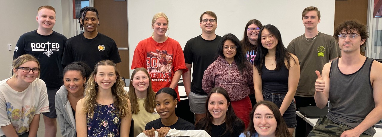 UC students in Service-Learning Fundraising and Donor Relations class group photo