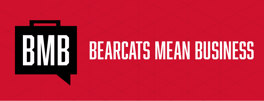 A red and black Bearcats Mean Business graphic.