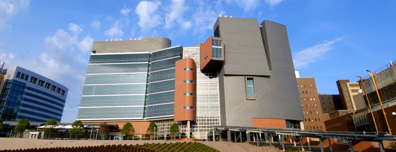 Exterior of the CARE/Crawley building on the University of Cincinnati campus 