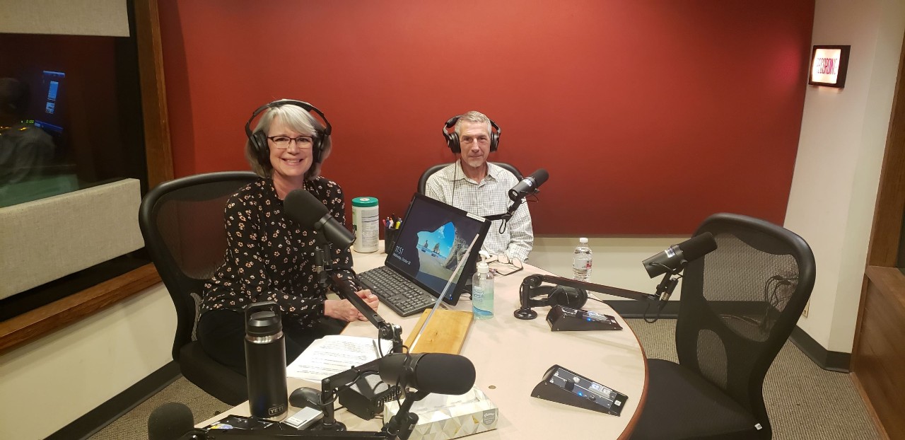 image of Lucy May and Pierce Reed in WVXU radio stadio