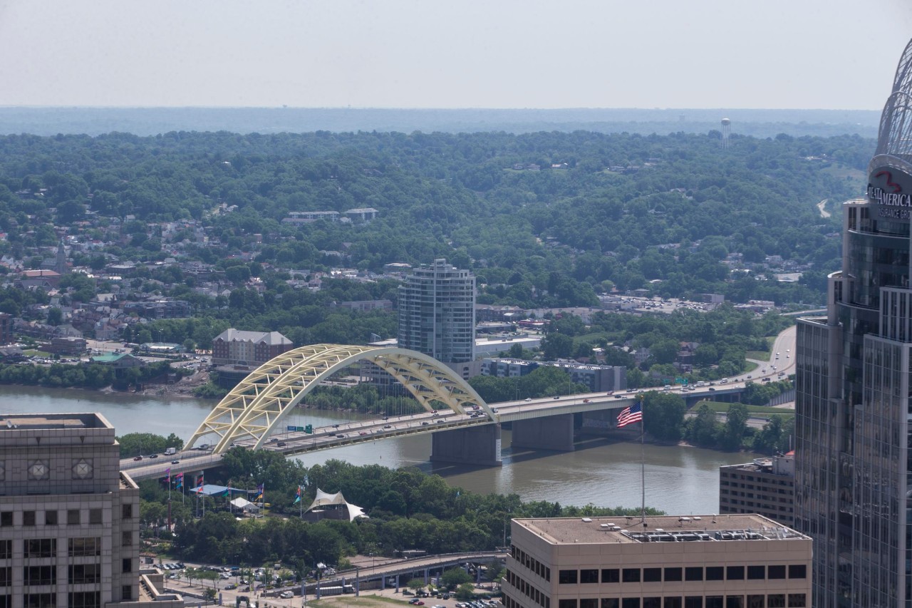 The Daniel Beard Carter Bridge spans the Ohio River.