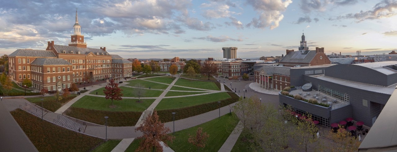 Sunrise over campus and Bearcats Commons