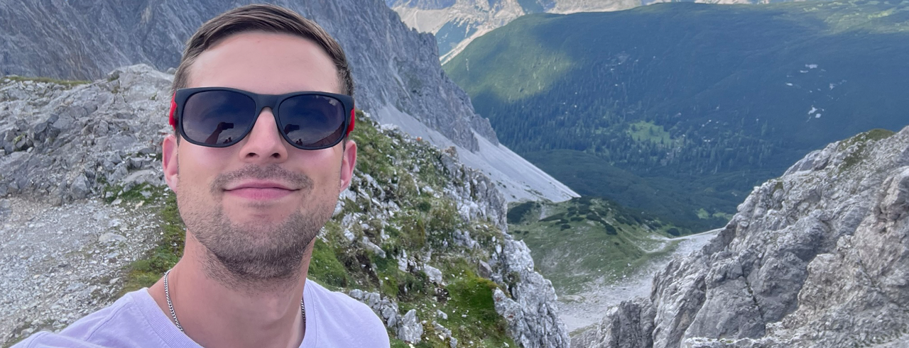 UC student Matt Boller at the top of Innsbruck, Austria.