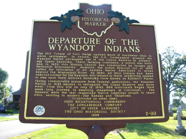 Image of historical marker of Ohio's Wyandot tribe.