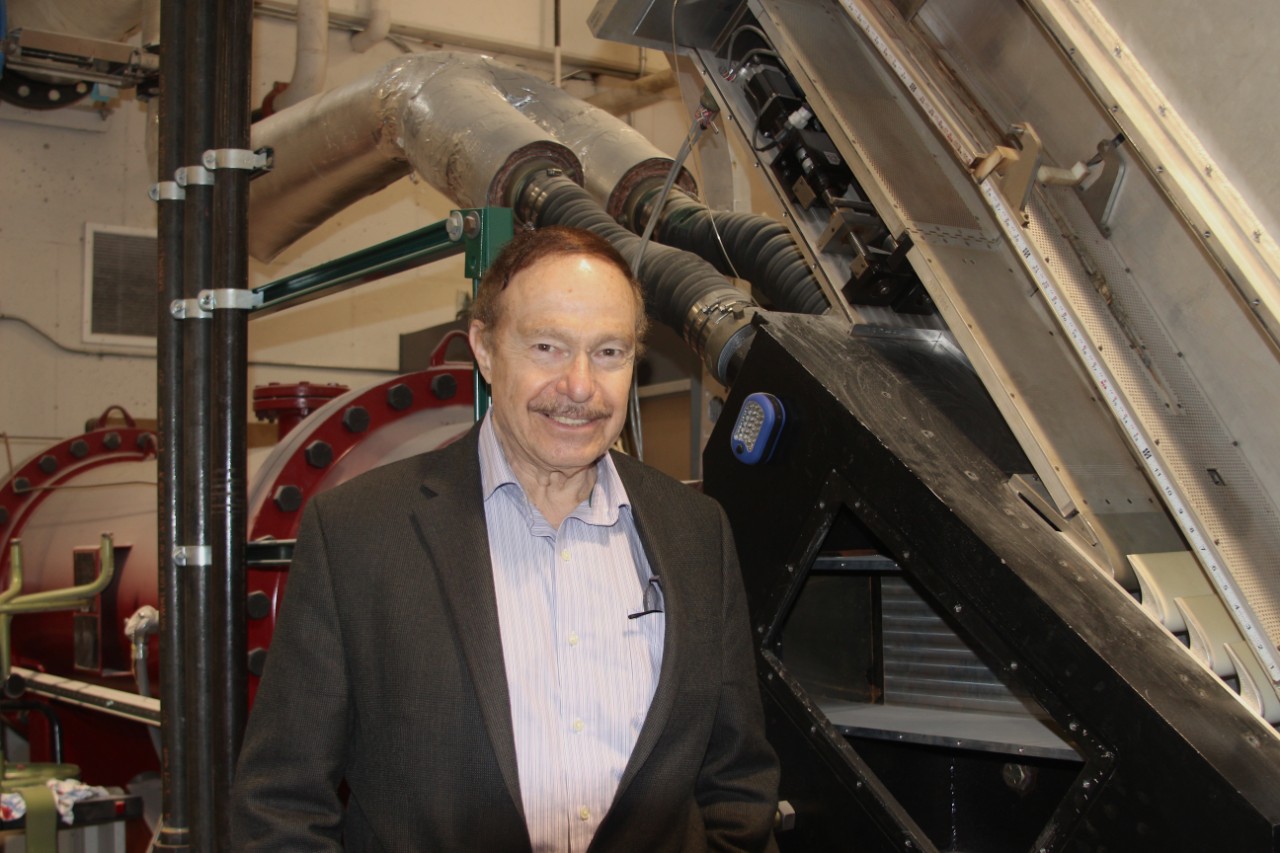 Ephraim Gutmark inside UC’s Gas Dynamics and Propulsion Laboratory.