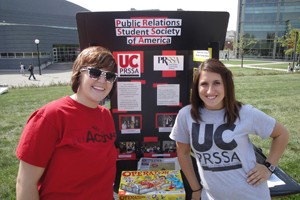 Sarah Starcher and Katie Gade represent PRSSA at the Student Activities Fair.