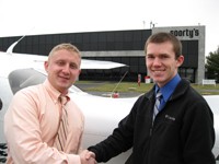 Jack Holthaus (right) with instructor Jimmy McCord immediately following his recreational checkride.