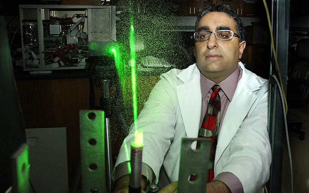 Sid Khosla, MD, researches how airflow affects sound in the larynx.