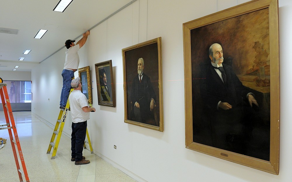Portraits of nine past deans of the College of Medicine are now displayed in the Medical Sciences Building.