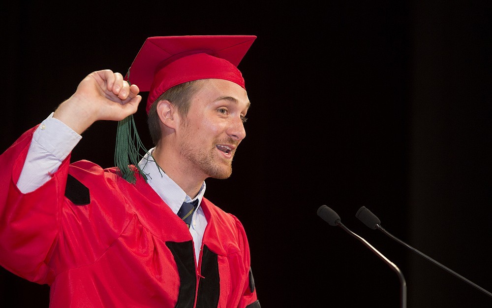 Graduating student Chris Freese addressing the Class of 2014