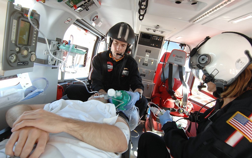 Patient transport by UC Health Air Care.