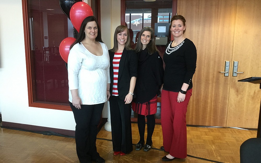 From left to right: Jamie Reynolds, assistant director graduate program, Julie McCullough, senior academic advisor, Krista Maddox assistant dean for student affairs and Deborah Gray, assistant director undergraduate programs with the College of Nursing