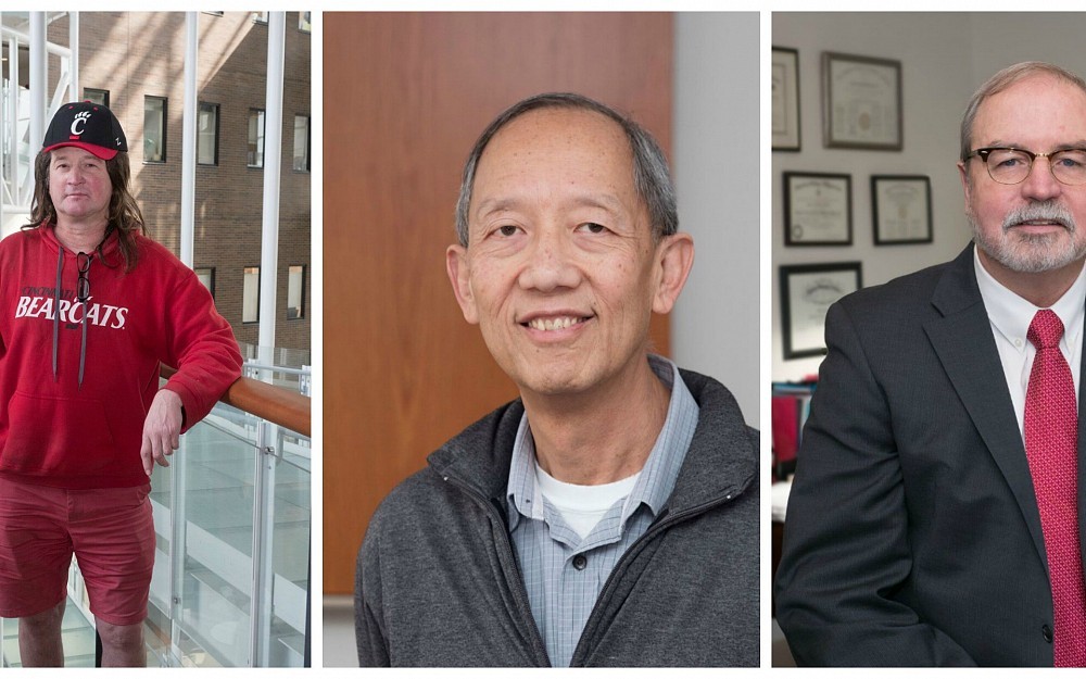 Daniel Hassett, PhD, David Hui, PhD and Frank McCormack, MD, College of Medicine 2018 Faculty Award Winners